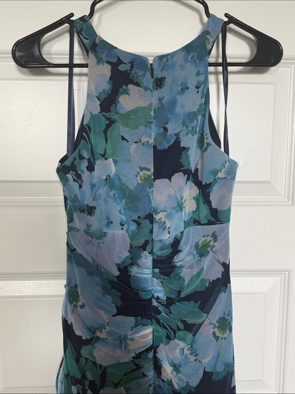 NWT Betsy & Adam Navy & Light Blue Floral Halter Maxi Dress - Picture 9 of 10
